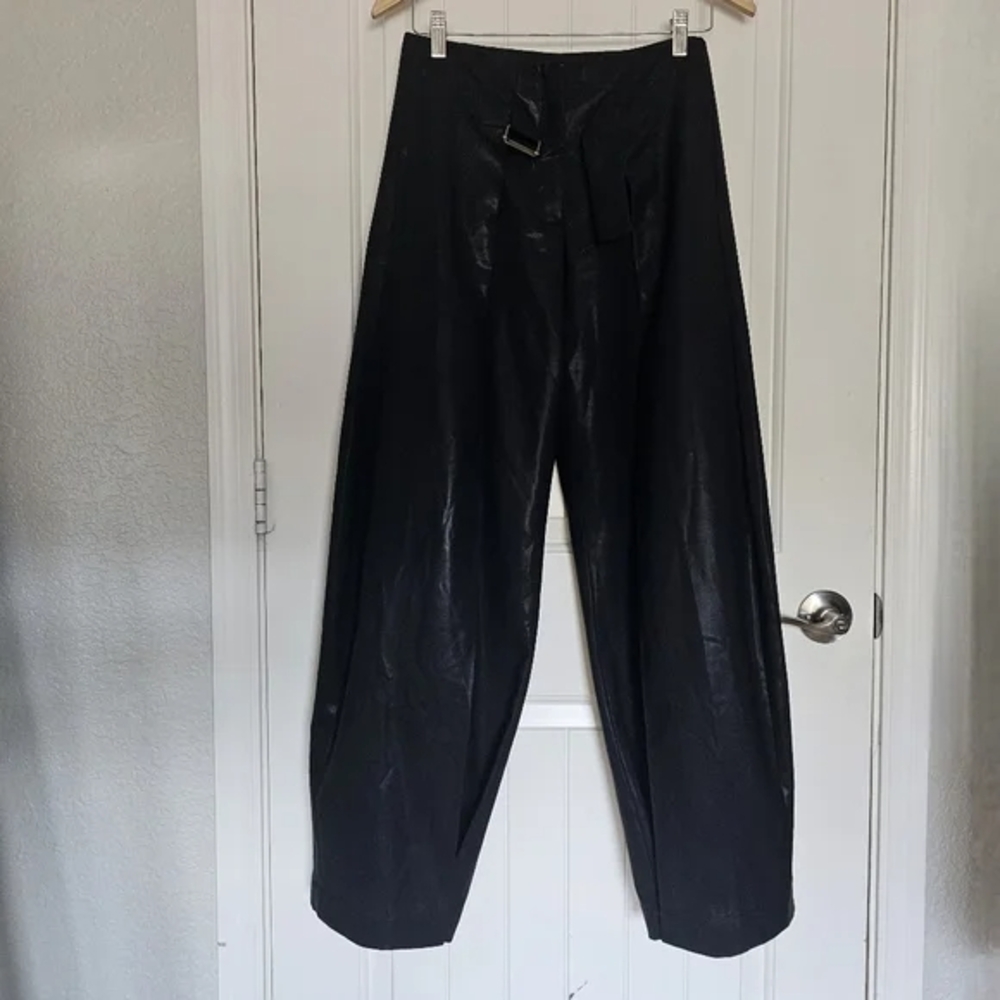 Rozae Nichols Black Wide-Leg Pants with Belted Detail | Size 4 - Picture 3 of 7